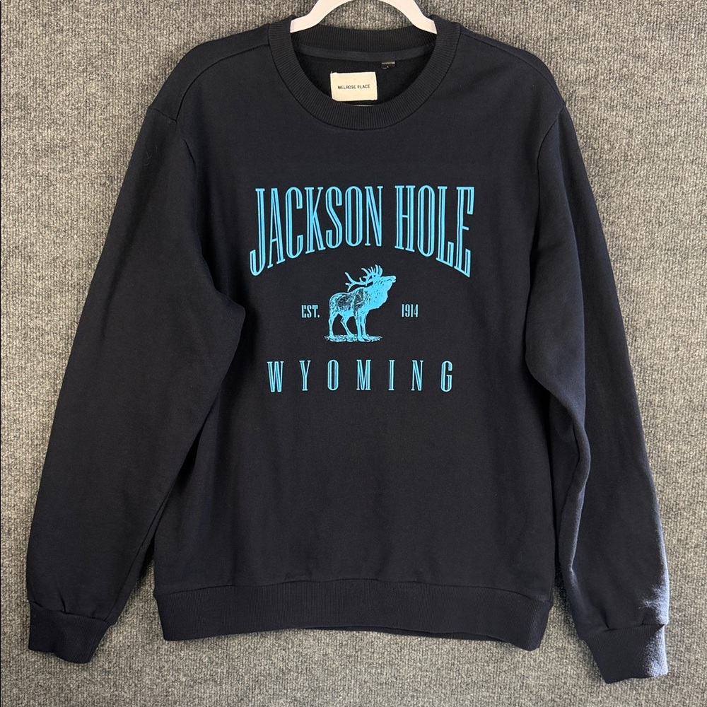 Jackson Hole Wyoming Black Crewneck Sweatshirt Men’s Large